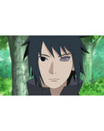40x20 inches anime desk pad with Sasuke Uchiha, sharp linework and vivid Rinnegan eye.