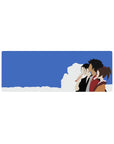 Anime mouse pad featuring Mugen, Jin, and Fuu from Samurai Champloo, size 32x12 inches, with blue skies and soft clouds.