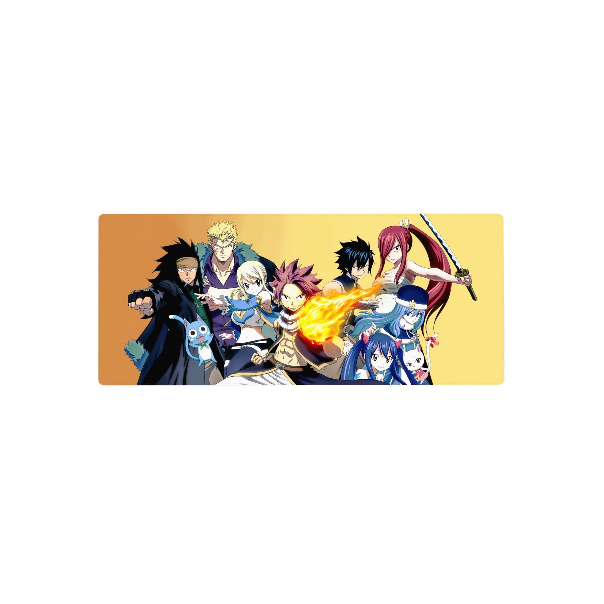 Fairy Tail team poster anime mouse pad, Natsu, Lucy, Gray, Erza and friends, 28x12 inches.