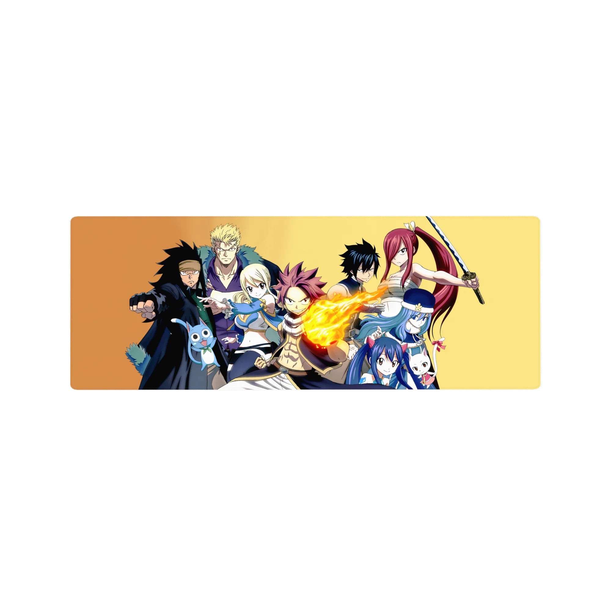 Fairy Tail team poster anime mouse pad, 32x12 inches, featuring Natsu, Lucy, Gray, Erza, Wendy, Happy.