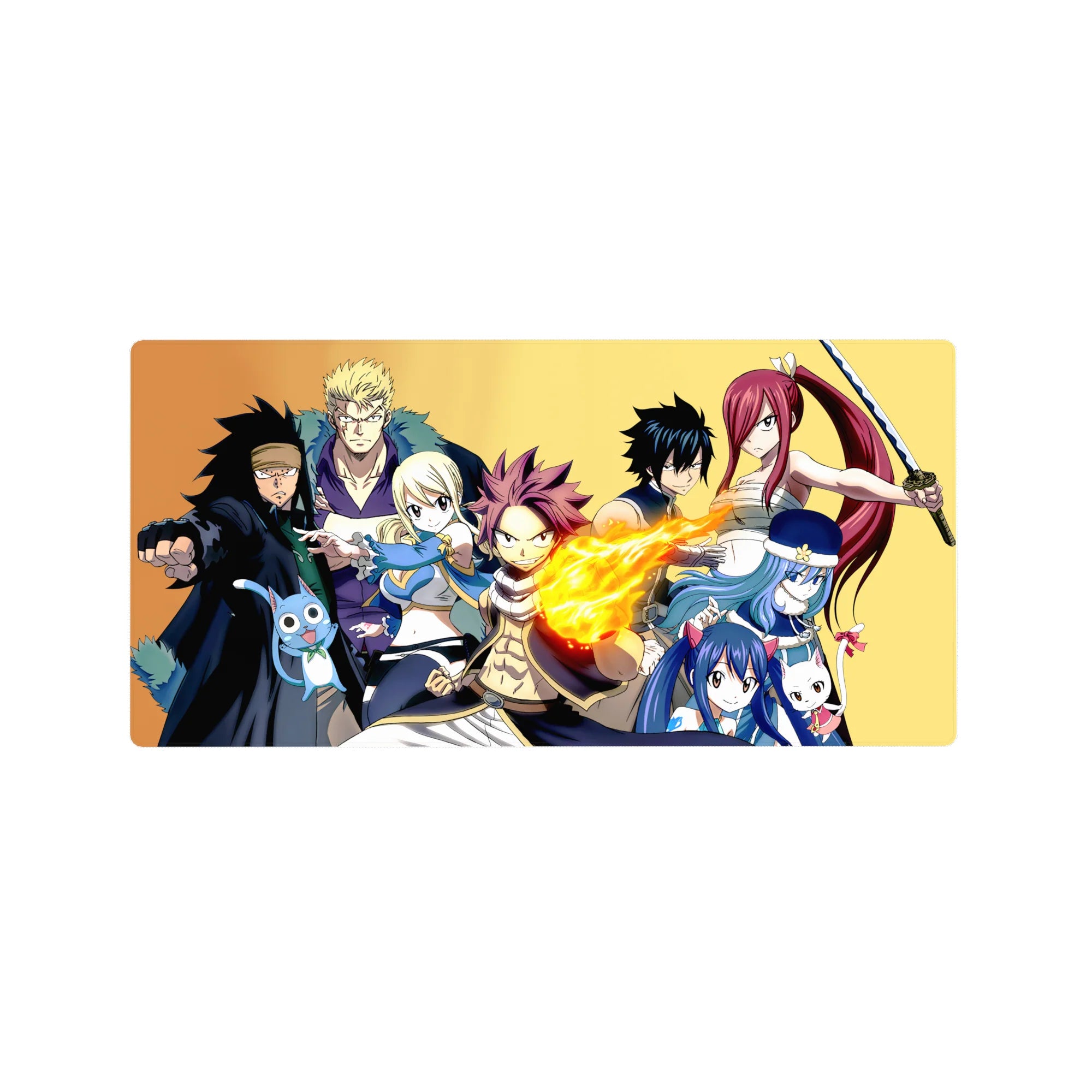 Fairy Tail team poster anime mouse pad 32x16 inches with Natsu, Lucy, Gray, Erza, Wendy, Gajeel, Happy.