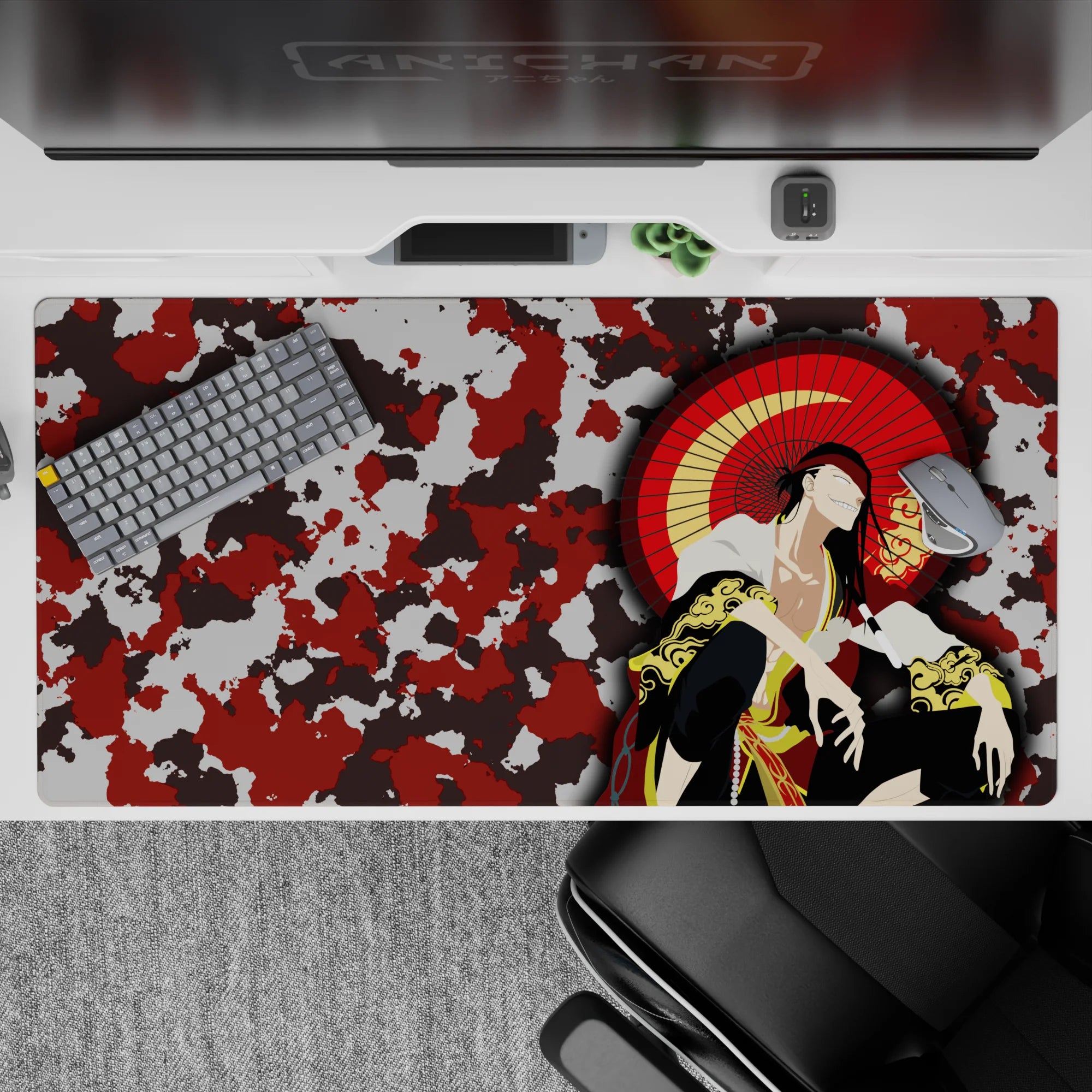 Bleach - Anime Mouse Pad and Desk Pad - Crimson Camouflage Kyōraku - AniChan