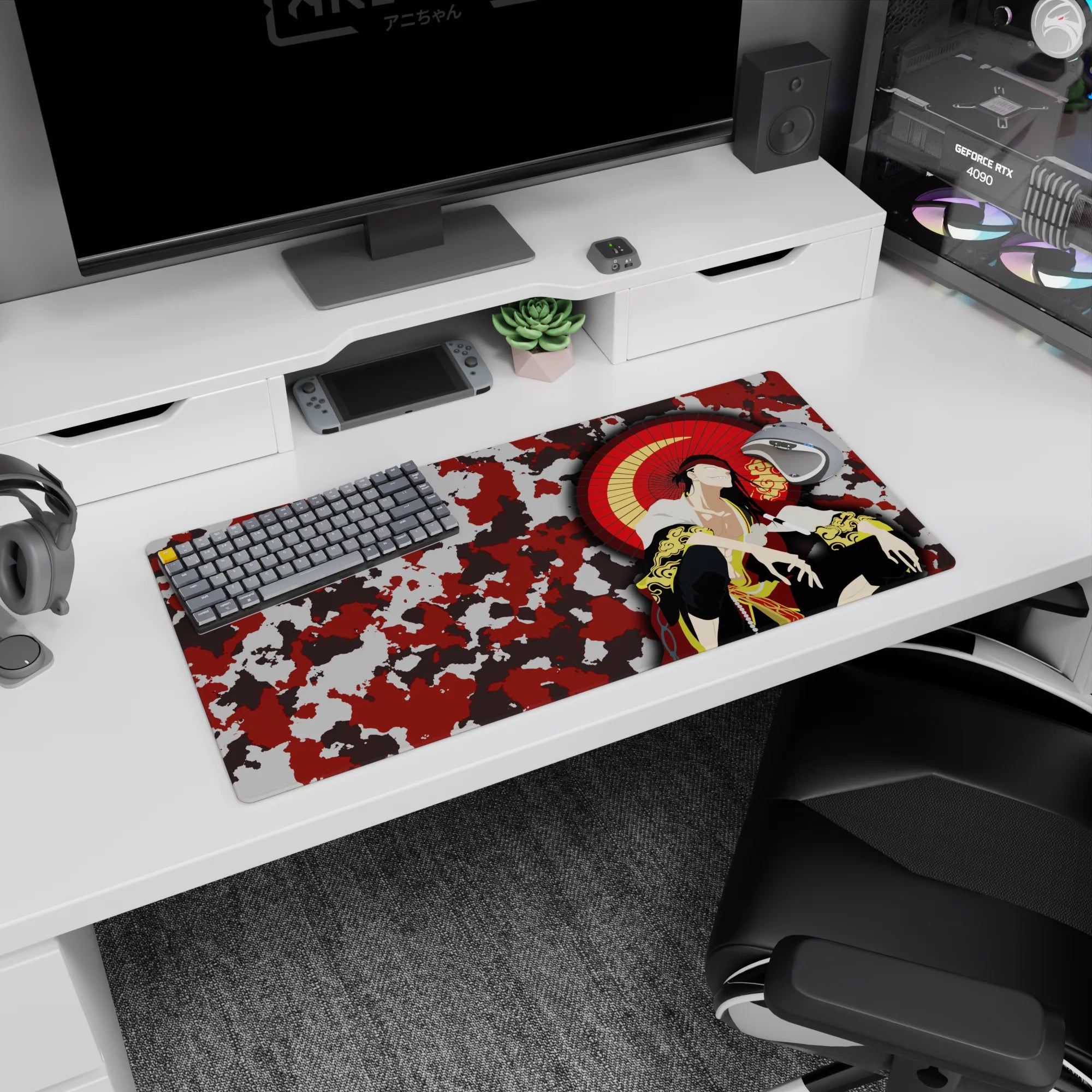 Bleach - Anime Mouse Pad and Desk Pad - Crimson Camouflage Kyōraku - AniChan