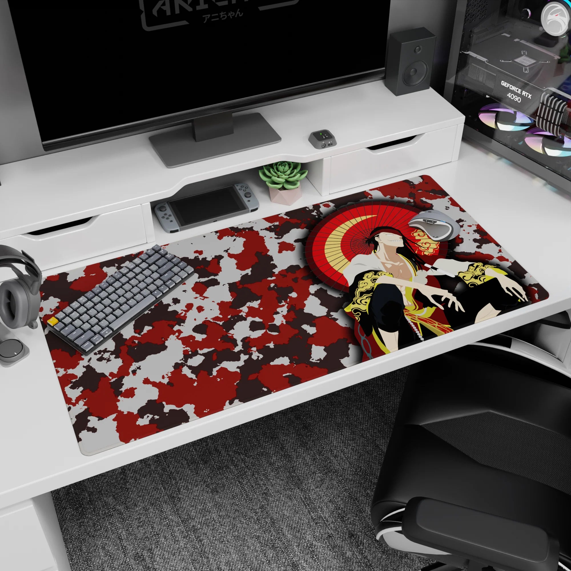 Bleach - Anime Mouse Pad and Desk Pad - Crimson Camouflage Kyōraku - AniChan