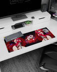 Anime mouse pad featuring Rias Gremory from High School DxD, 32x12 inches, with magenta and red sigil design.