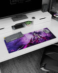 Kurumi Tokisaki Date A Live anime girl mouse pad 32x12 inches, comet-like hair and cool smirk pose.