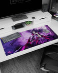 36x16 inches Kurumi Tokisaki Date A Live desk pad, comet-tail hair and oversized weapon, sharp smirk gaze.