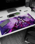 Kurumi Tokisaki from Date A Live on a 40x20 inches anime desk pad, hair like a comet and smirk gaze.