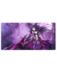 Anime girl mouse pad 32x16 inches with purple nebula background, star glow, and magenta armor details.