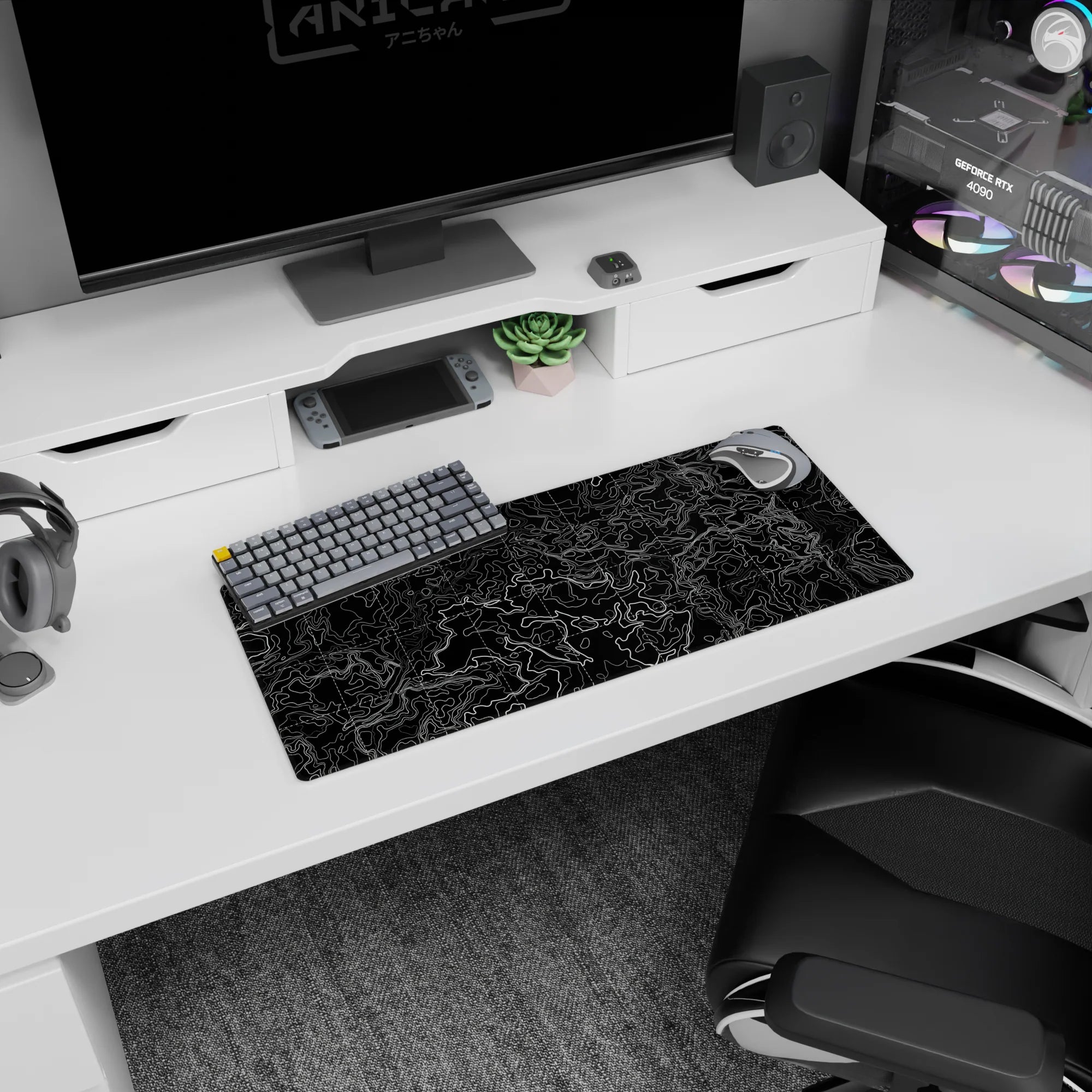 Topographic (Topo) Deskmat | Mousepad | Deskpad - Gridlocked Terrain - AniChan