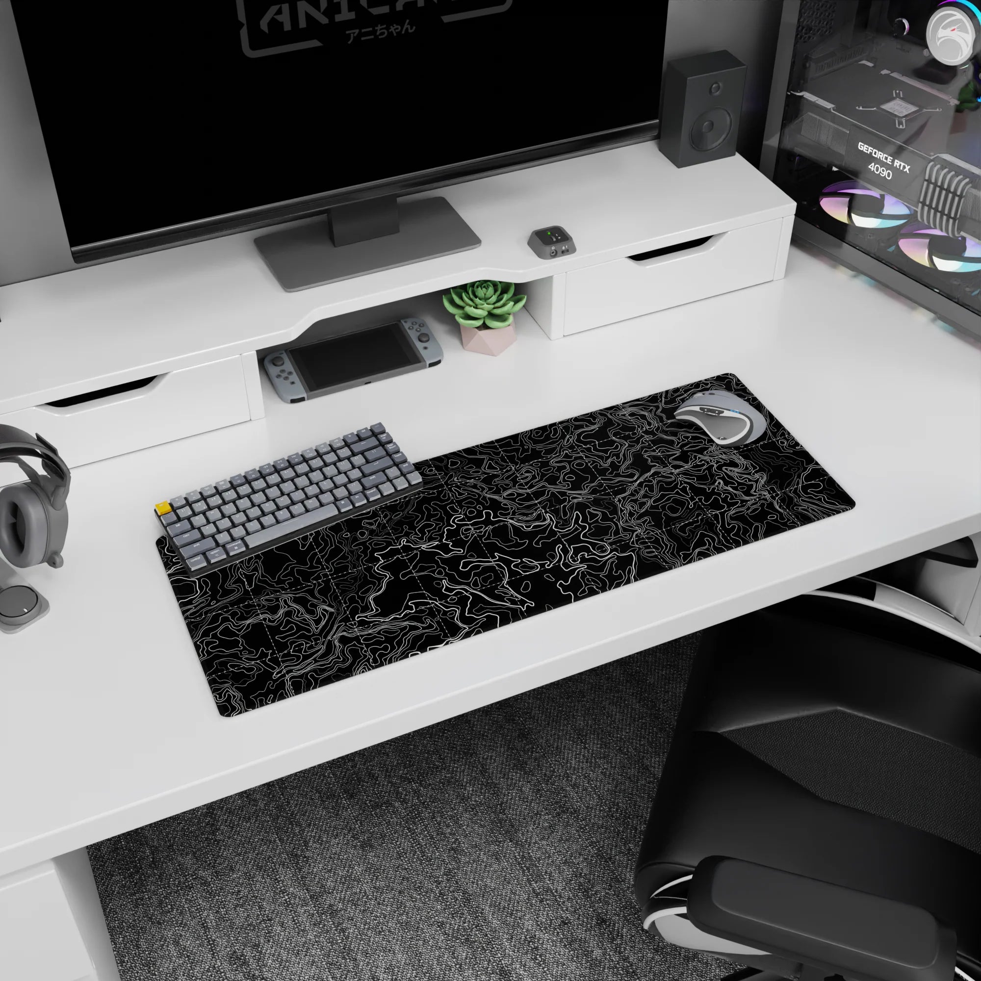 Topographic (Topo) Deskmat | Mousepad | Deskpad - Gridlocked Terrain - AniChan