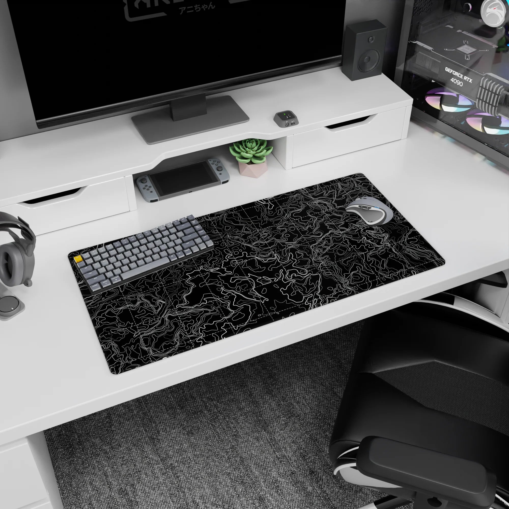 Topographic (Topo) Deskmat | Mousepad | Deskpad - Gridlocked Terrain - AniChan