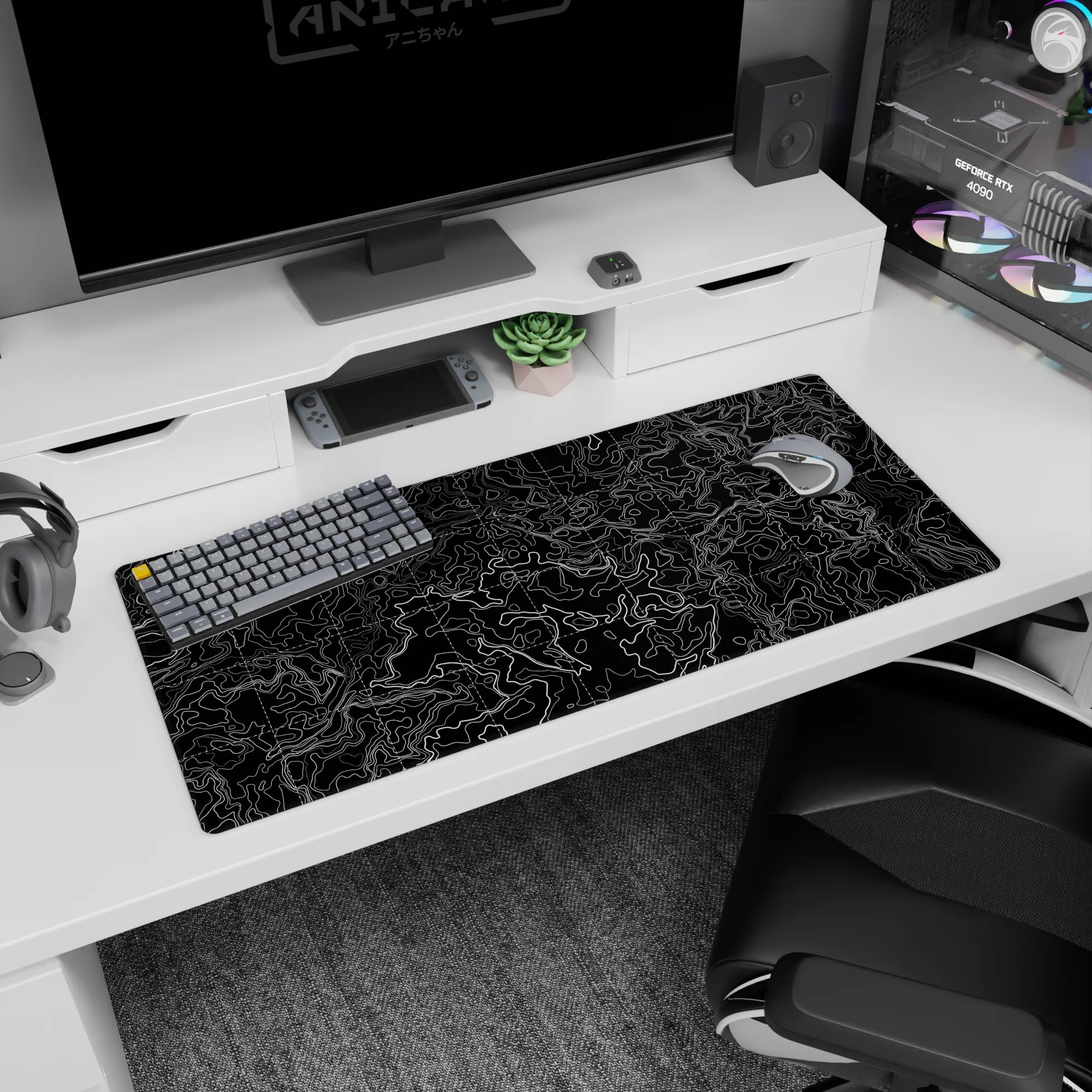 Topographic (Topo) Deskmat | Mousepad | Deskpad - Gridlocked Terrain - AniChan