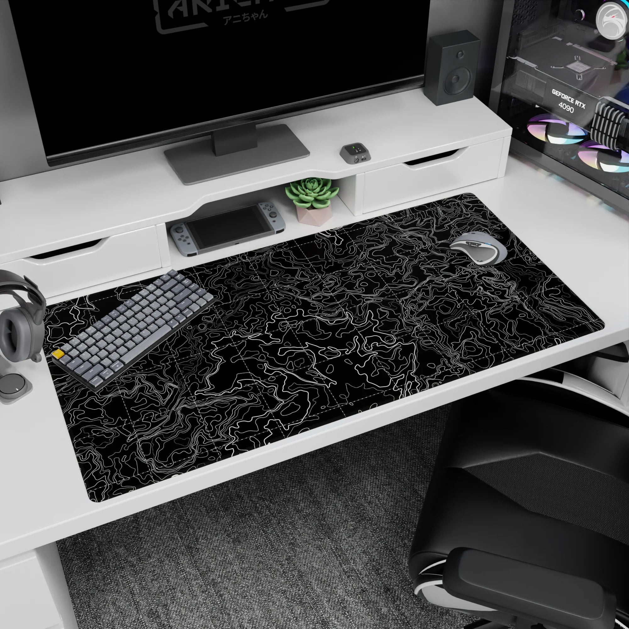 Topographic (Topo) Deskmat | Mousepad | Deskpad - Gridlocked Terrain - AniChan