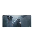28x12 inches anime mouse pad with Akatsuki clouds, cinematic rain scene, smooth tracking desk mat.