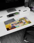 28x12 inches anime girl mouse pad featuring Tohru in maid outfit with shocked Kanna and Fafnir.