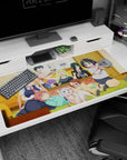 Anime girl desk pad 40x20 inches featuring Tohru in maid outfit, shocked Kanna, and brooding Fafnir.