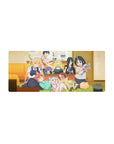 28x12 inches anime girl mouse pad with Dragon Maid chaos crew in a cozy living room scene.