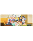 32x12 inches anime girl mouse pad featuring Dragon Maid chaos crew in a cozy living room scene.