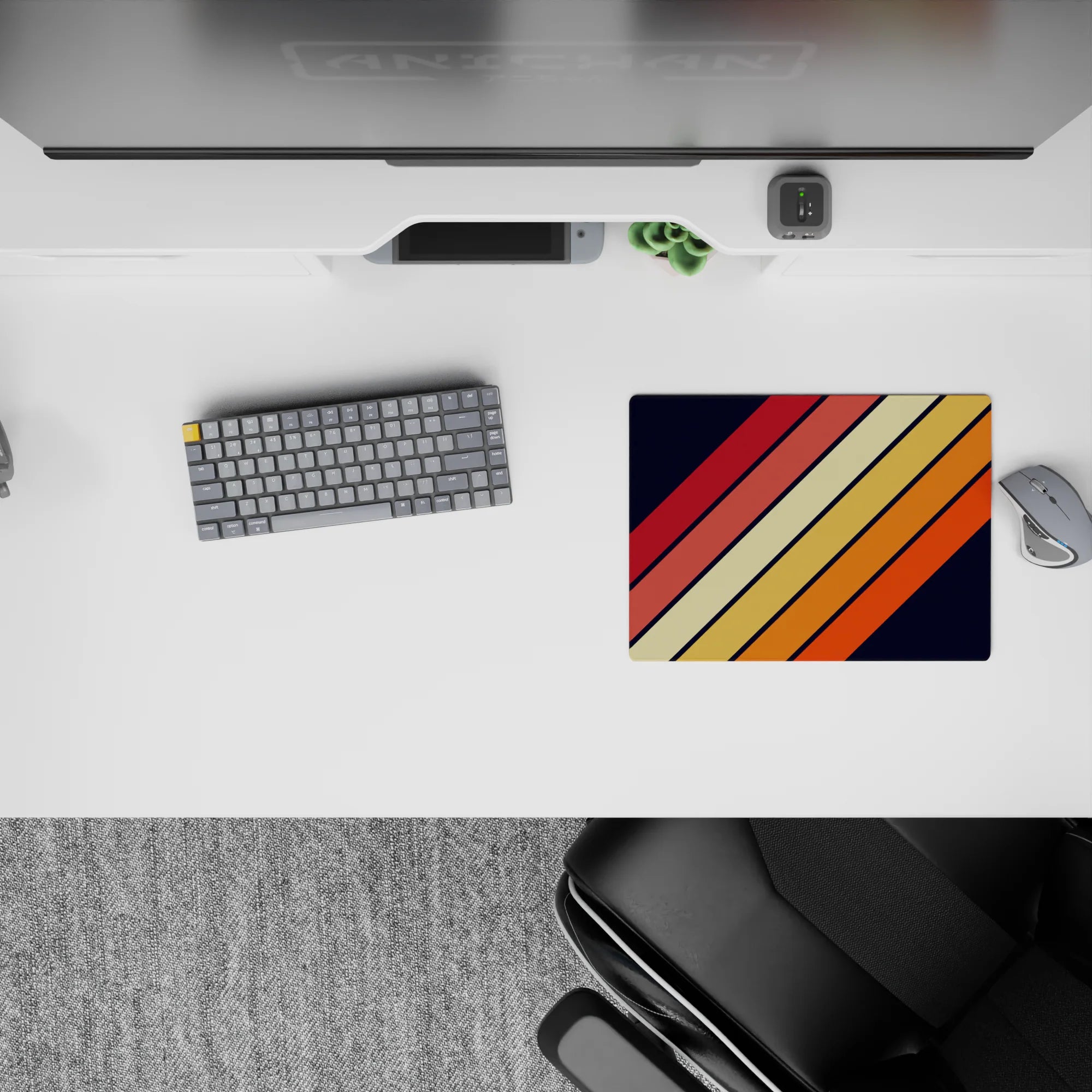 Geometry Abstract Deskmat | Mousepad | Deskpad - Retro Stripe Burst - AniChan