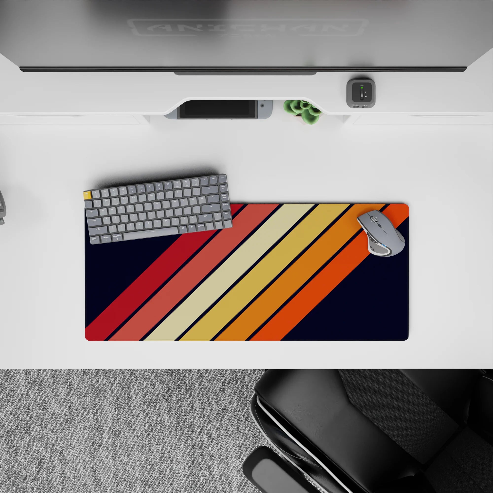 Geometry Abstract Deskmat | Mousepad | Deskpad - Retro Stripe Burst - AniChan