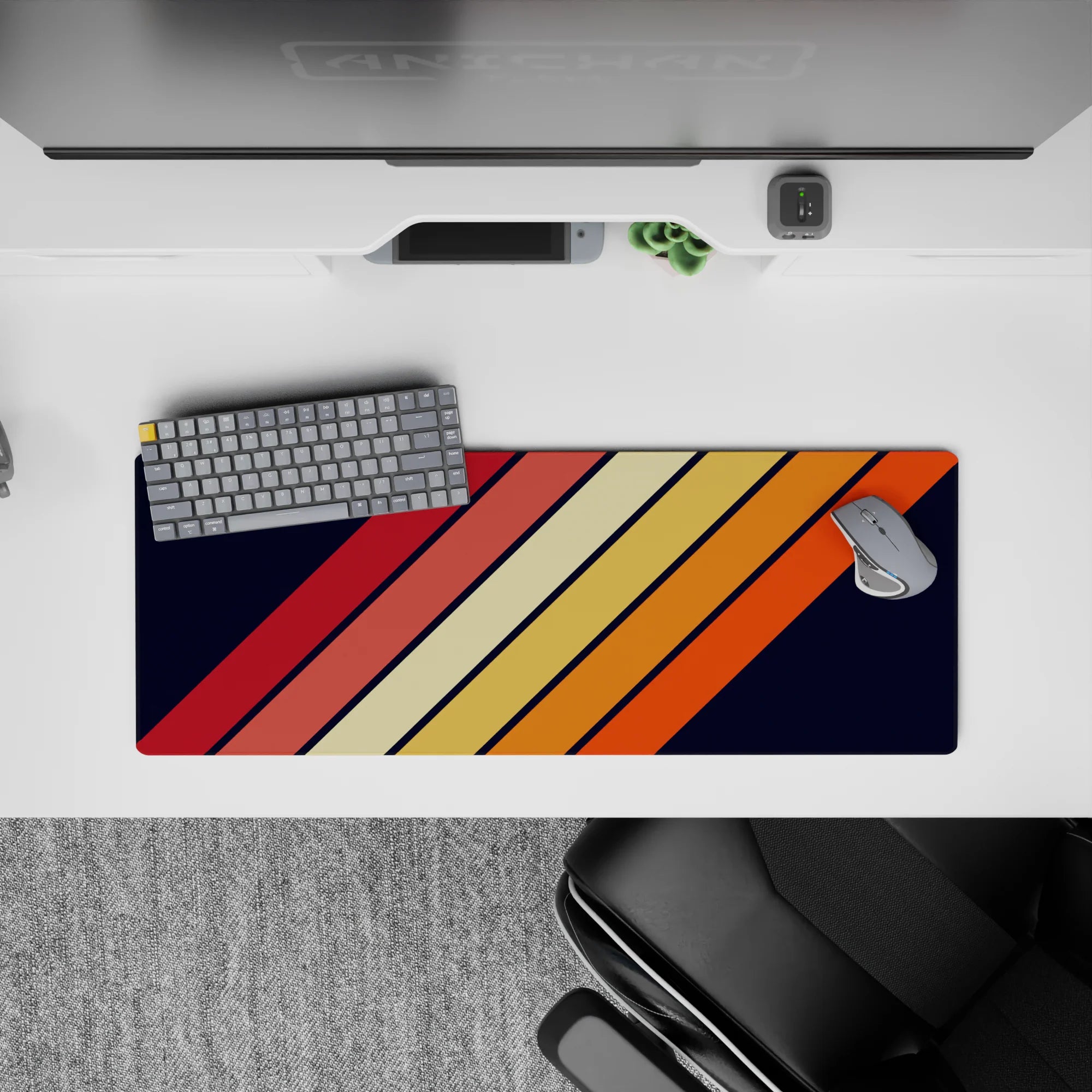 Geometry Abstract Deskmat | Mousepad | Deskpad - Retro Stripe Burst - AniChan