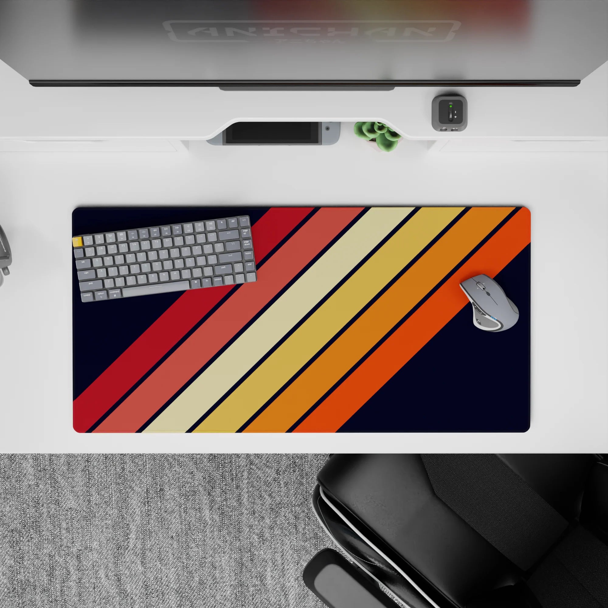 Geometry Abstract Deskmat | Mousepad | Deskpad - Retro Stripe Burst - AniChan