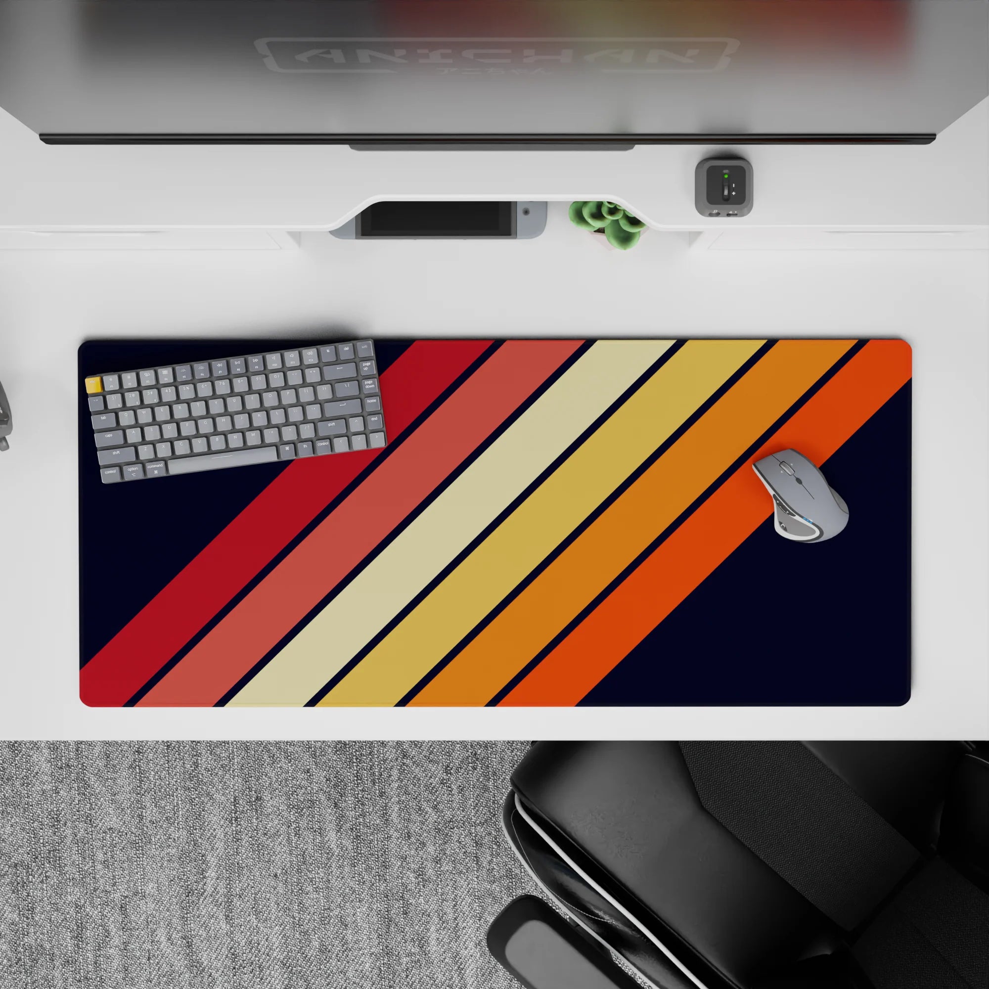 Geometry Abstract Deskmat | Mousepad | Deskpad - Retro Stripe Burst - AniChan