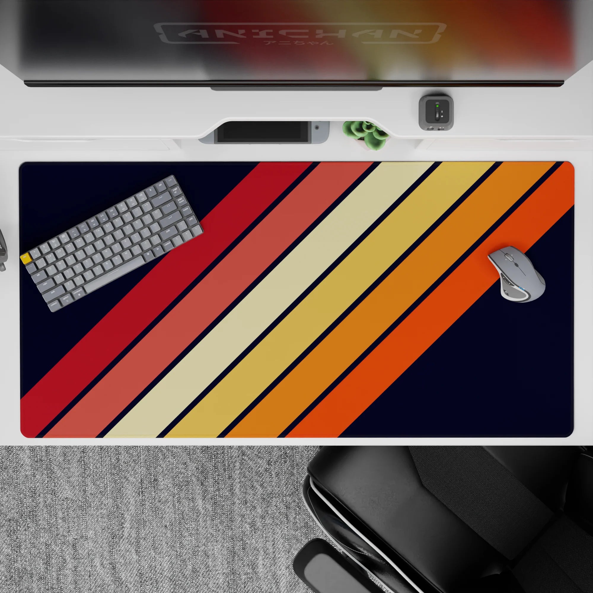 Geometry Abstract Deskmat | Mousepad | Deskpad - Retro Stripe Burst - AniChan