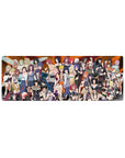 Naruto-inspired anime girl mouse pad 32x12 inches with kunoichi lineup, bold poses, and sleek outlines.