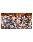 Naruto-inspired anime girl mouse pad 32x16 inches with kunoichi lineup, bold poses, and sleek outlines.