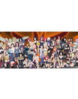 Naruto-style anime girl desk pad 36x16 inches with kunoichi lineup, bold poses, and sleek outlines.