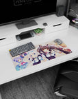 28x12 inches Nekopara mouse pad showing Chocola and Vanilla smiling front and center at your desk.