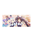 28x12 inches anime girl mouse pad with Chocola and Vanilla catgirls, bows, perked ears, crisp print.