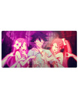 32x16 inches anime mouse pad with neon-pink gothic cathedral scene, ribbons, and comic ghost hands.