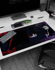 40x20 inches desk mat featuring Sasuke Uchiha close-up, red Sharingan eyes watching from the shadows.