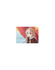 Classic anime girl mouse pad 14x10 inches with silver-haired girl under red umbrella and autumn leaves.
