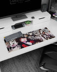 Kakegurui Yumeko Jabami anime girl mouse pad 32x12 inches with sly smile, sharp bangs, and bright eyes.