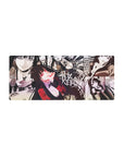 Manga collage anime girl mouse pad desk mat, bold panels and lettering, 28x12 inches.