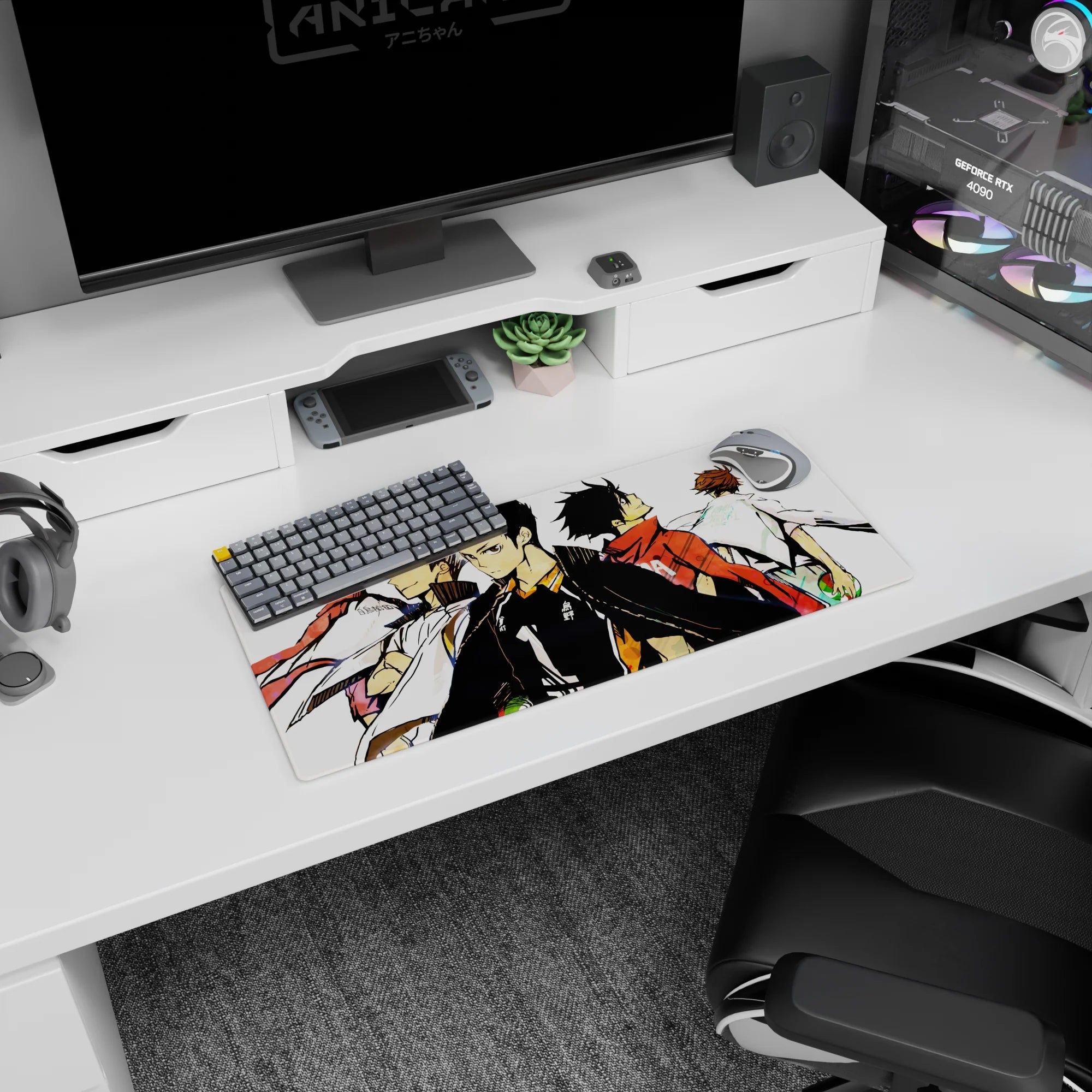 28x12 inches anime mouse pad featuring center ace in black jersey 