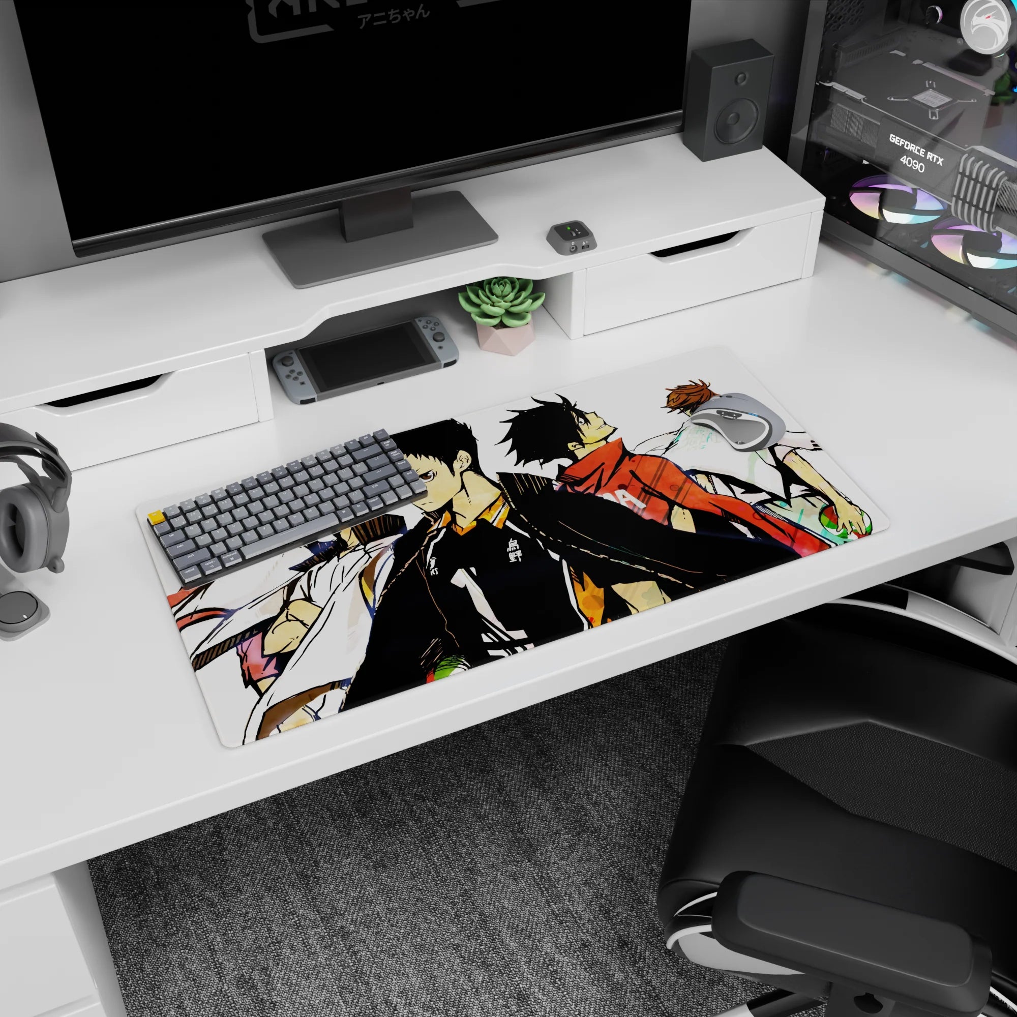 32x16 inches anime mouse pad featuring the calm ace in black jersey 