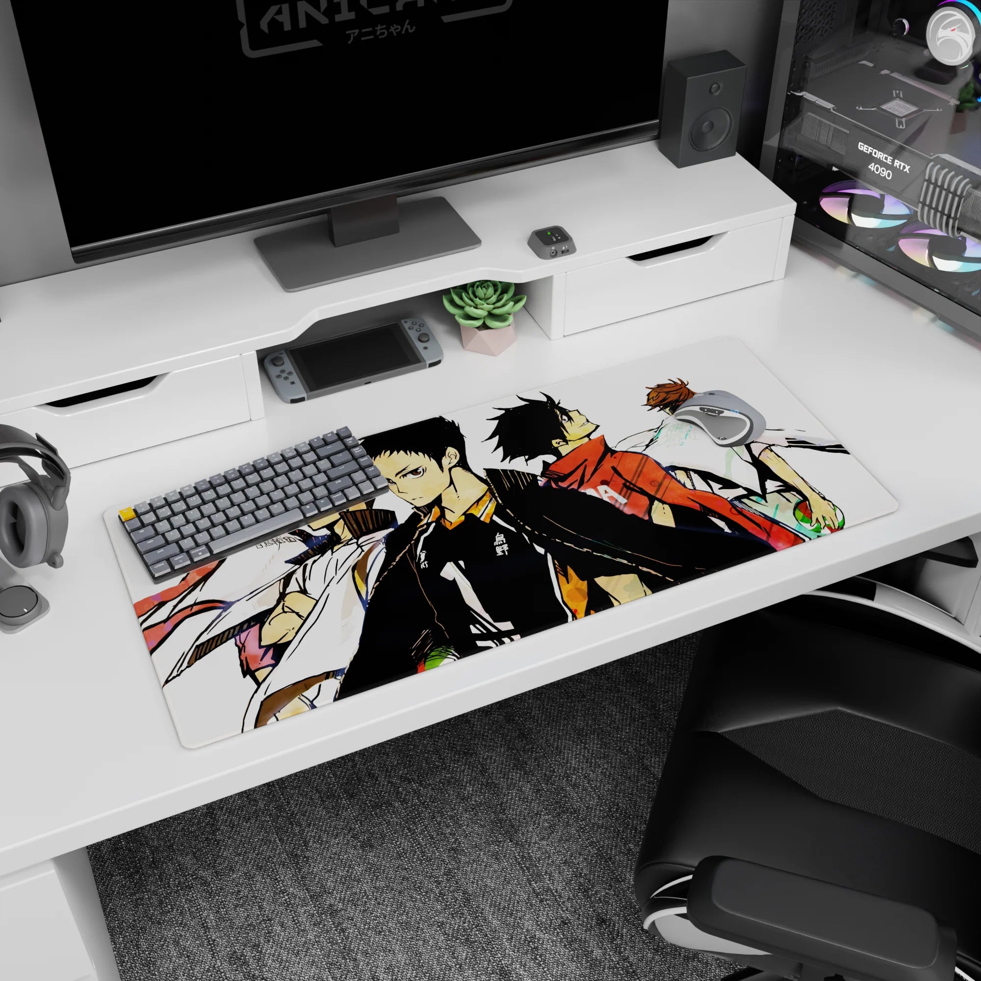 36x16 inches anime desk pad showing the center ace in black jersey 