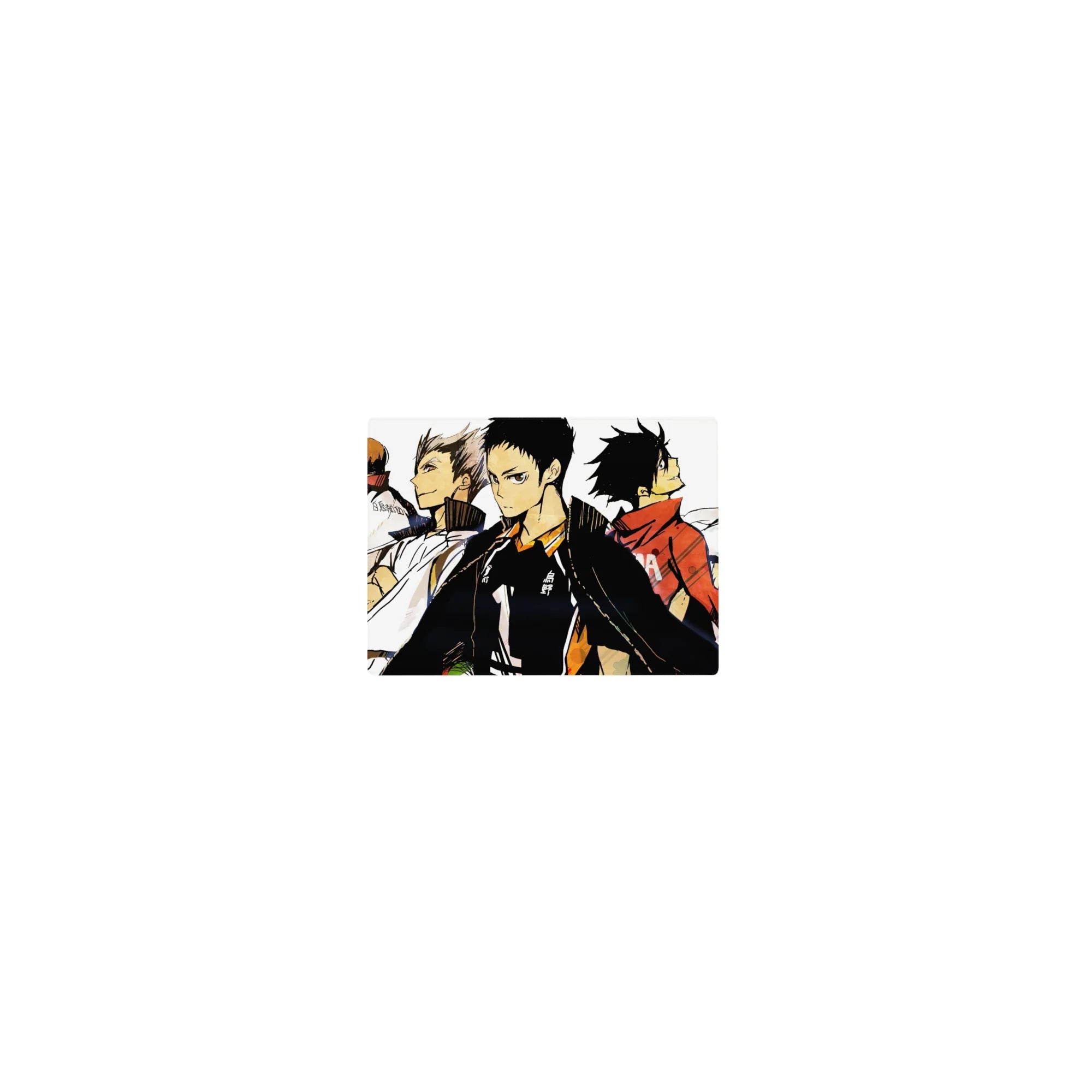 14x10 inches classic anime mouse pad with five volleyball rivals back to back in bold ink-splash art.