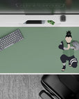 Sage green anime desk pad 40x20 inches with calm chill vibe and smooth mouse tracking for gaming.
