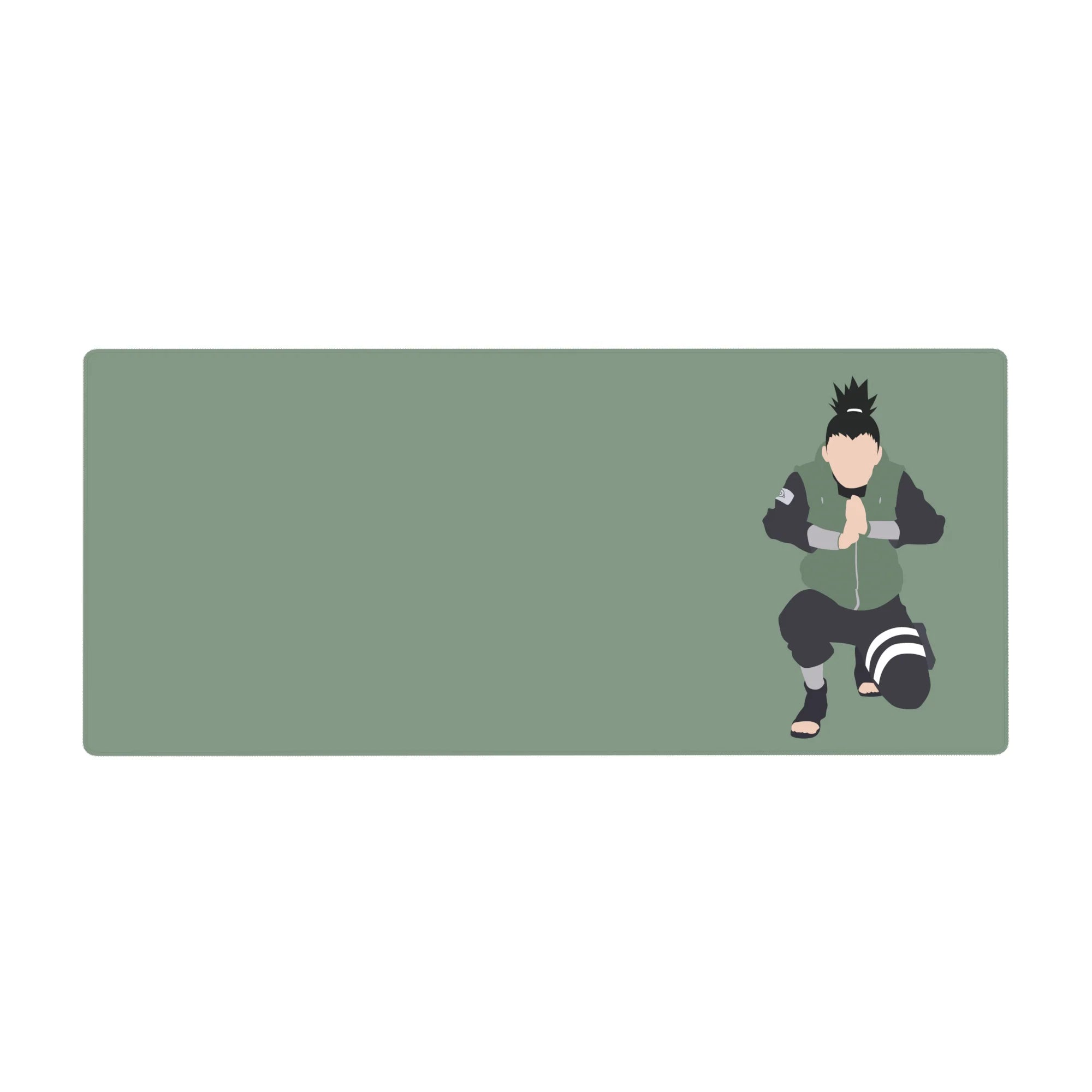Minimalist anime desk pad 36x16 inches with crisp black line art and clean shapes for gaming or work.