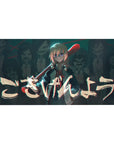 Anime desk pad 40x20 inches with fearless girl, red bat, dark uniform, and smeared lettering.