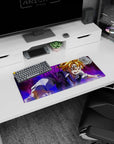 28x12 inches Meliodas anime mouse pad, demon mark blazing as he lunges forward with golden hair flying.