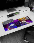 32x12 inches Meliodas anime mouse pad, demon mark glowing as he lunges forward in a fierce fight scene.