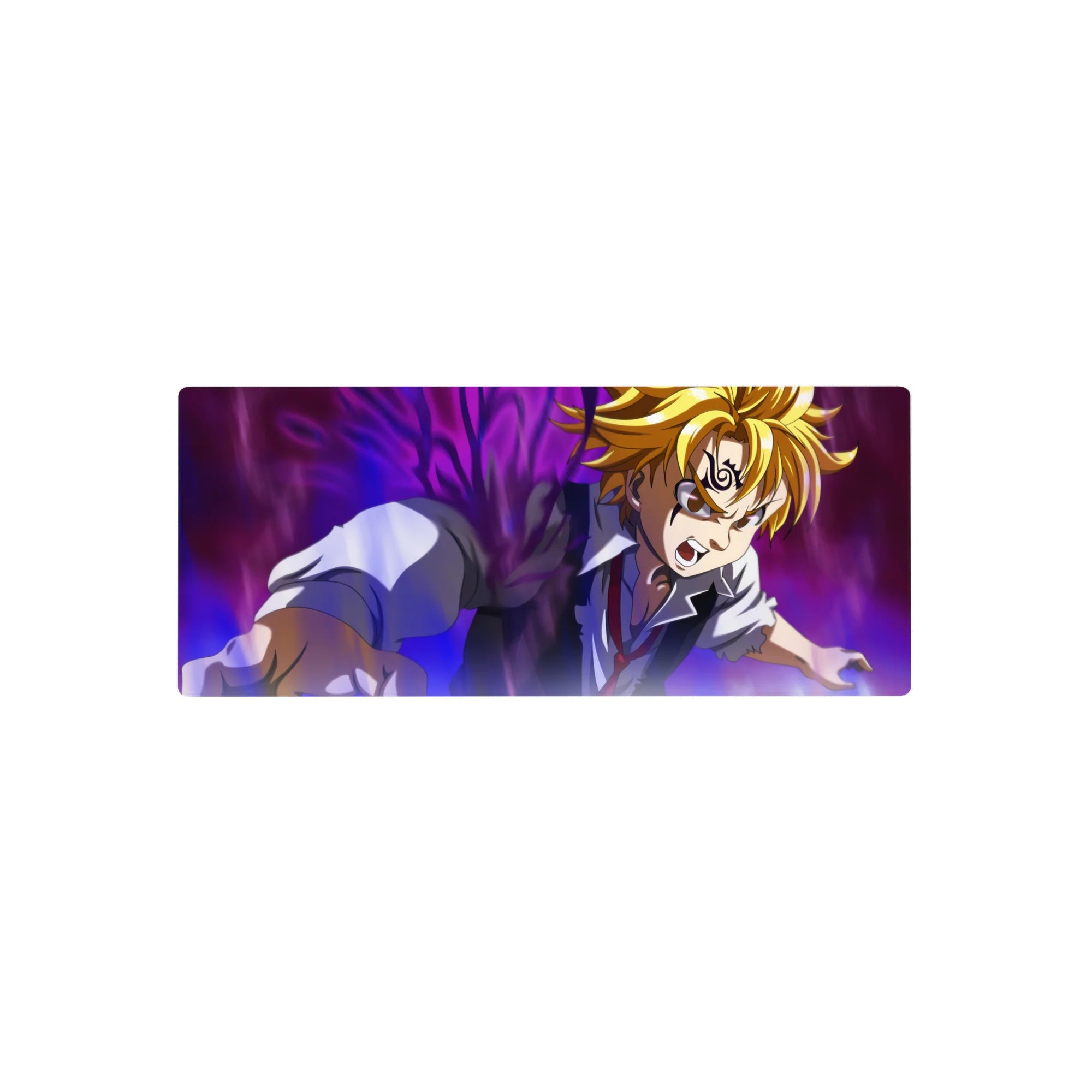 28x12 inches anime mouse pad with dynamic battle art, sharp linework, and bold desk-ready layout.
