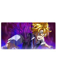 32x16 inches anime mouse pad with Meliodas battle artwork, bold composition and crisp linework.
